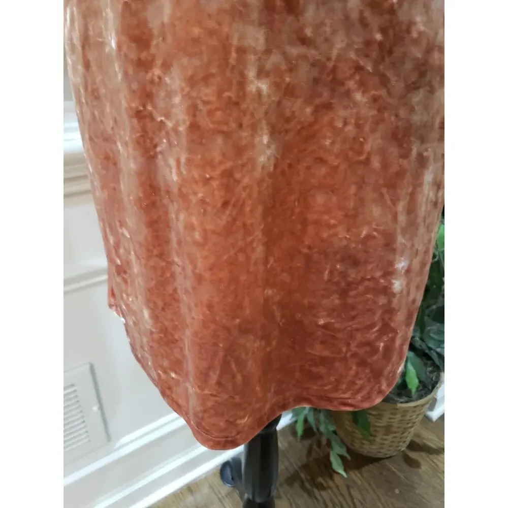 Madewell Crushed Velvet Mockneck Dress Orange Cream Size Small - Picture 4 of 12